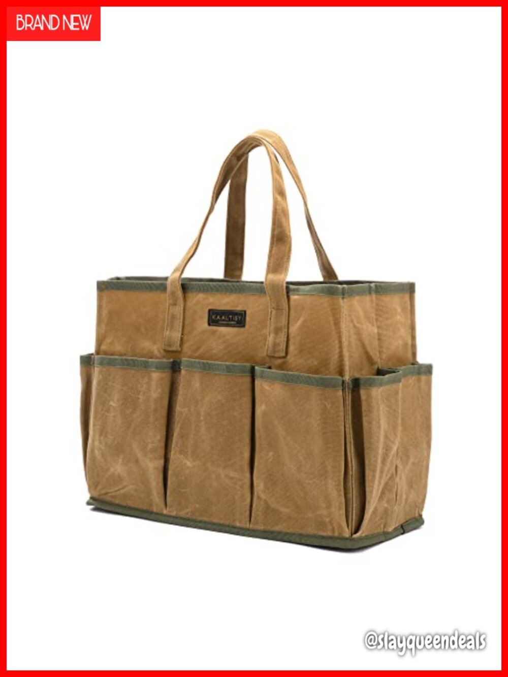 16oz Waxed Canvas Tool Tote Bag with 10 Pockets, Large Tool Storage, Garden &